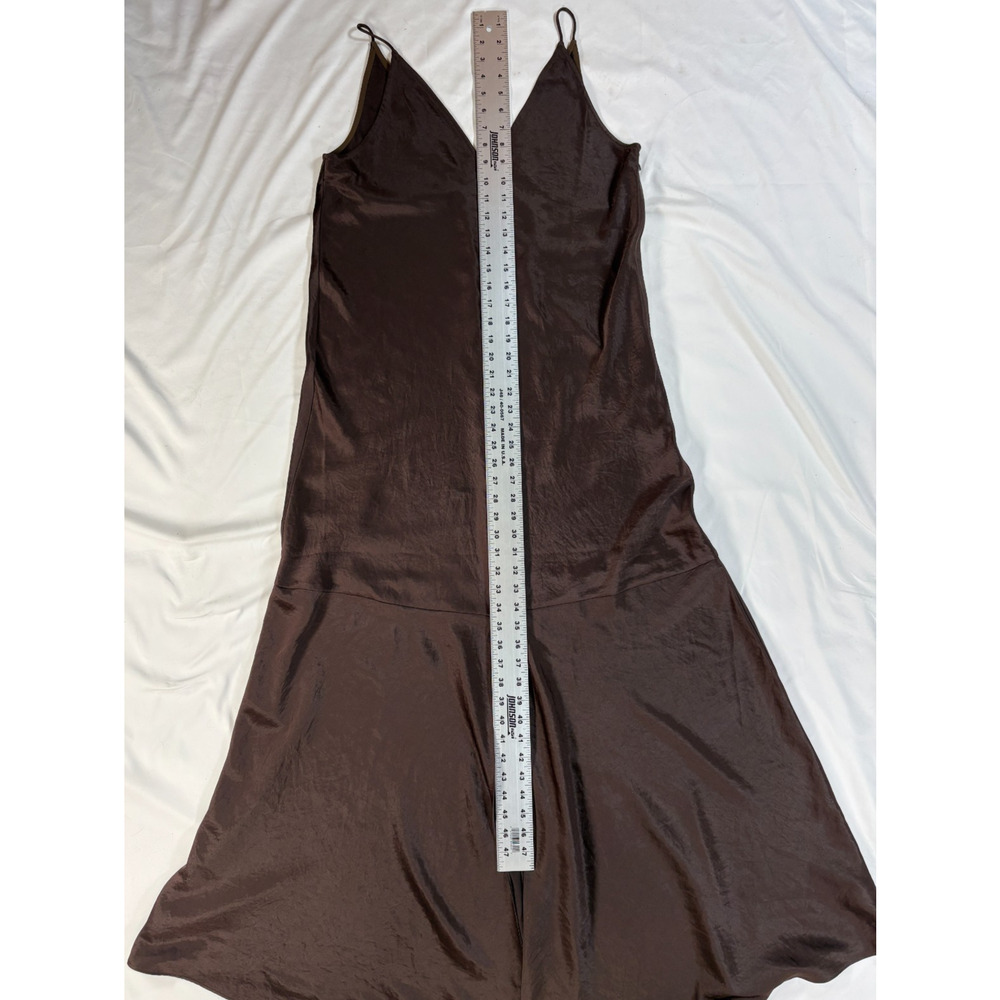 Madewell Brown Slip Dress Size 10 Midi Spaghetti Strap V Neck - Picture 7 of 16